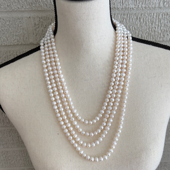 Genuine Round 7-8mm 98" Genuine Freshwater Pearl Rope Necklace Extra Long Rope - Picture 2 of 8